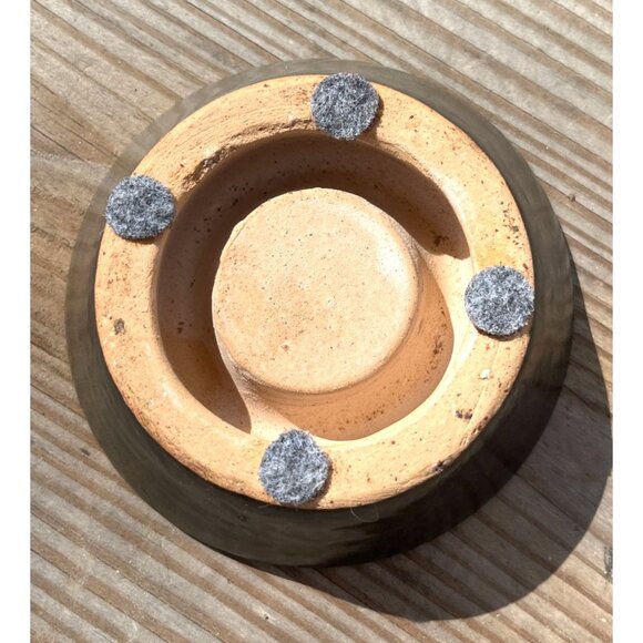 Vintage Black  Discus Shape Ceramic Votive Candle Holder Modern Simple Brutalist - Picture 7 of 14